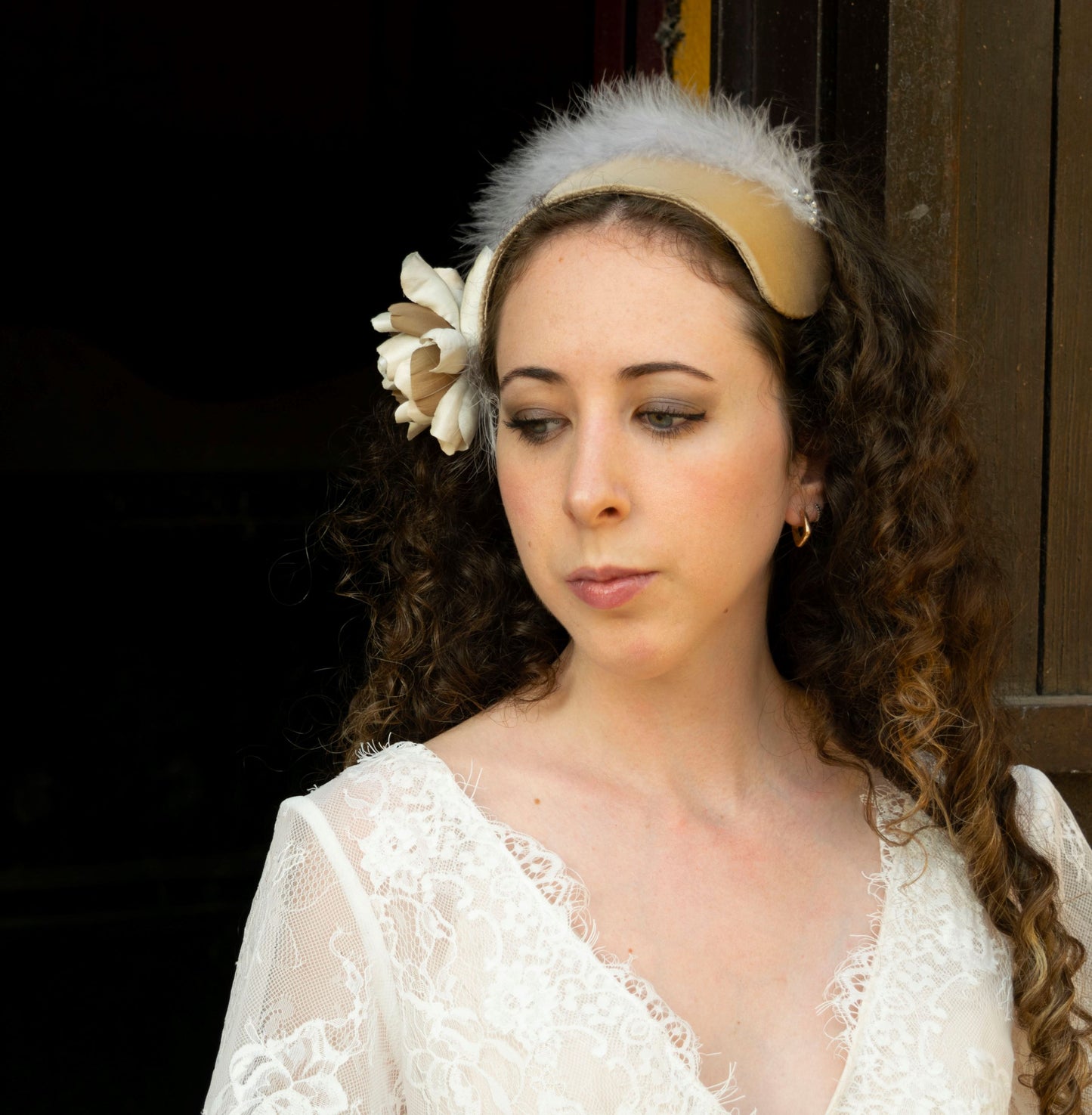 Silk flower headdress.