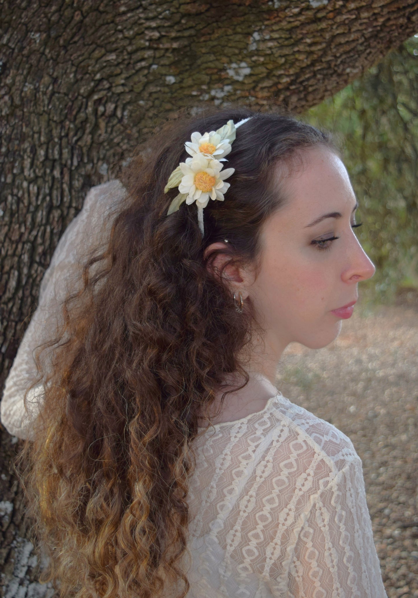 Diadema para comunión. Diadema para niña. Diadema romantica para niña. Diadema bohemia. Diadema de margaritas.