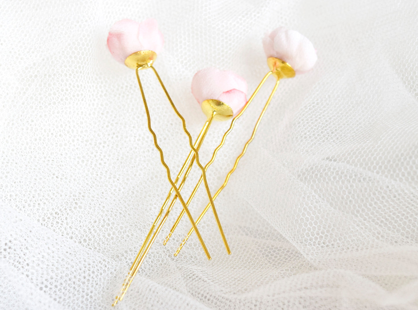 Pink roses bow hairpins.