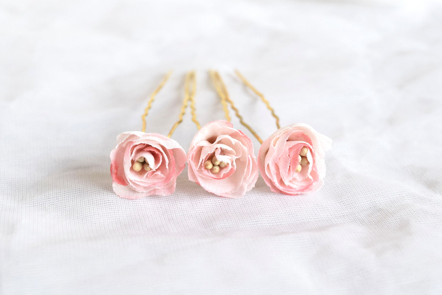 Pink roses bow hairpins.