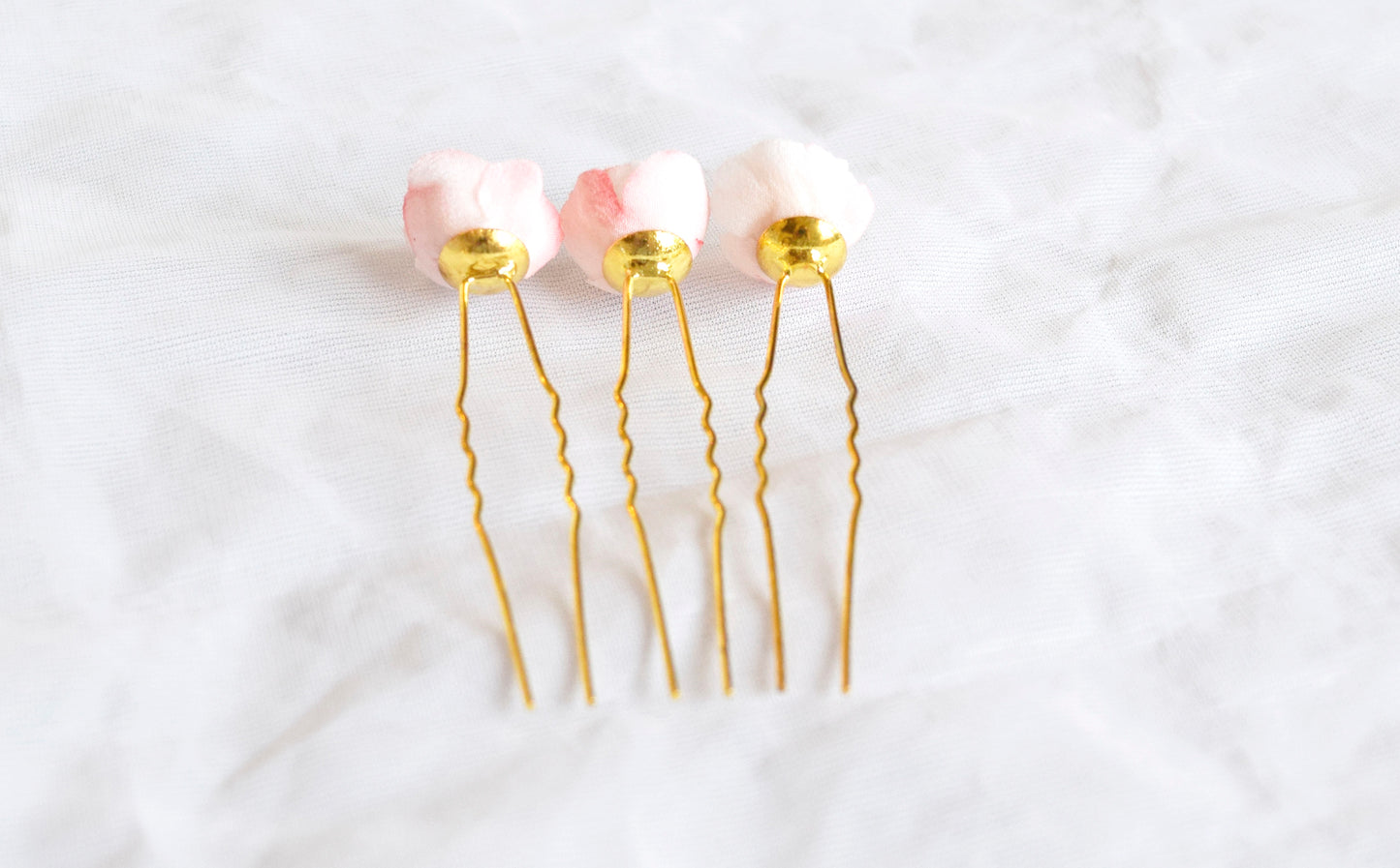 Pink roses bow hairpins.