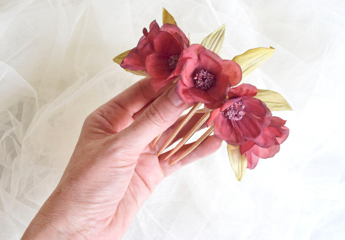 Chocolate Cosmos flower headdress.