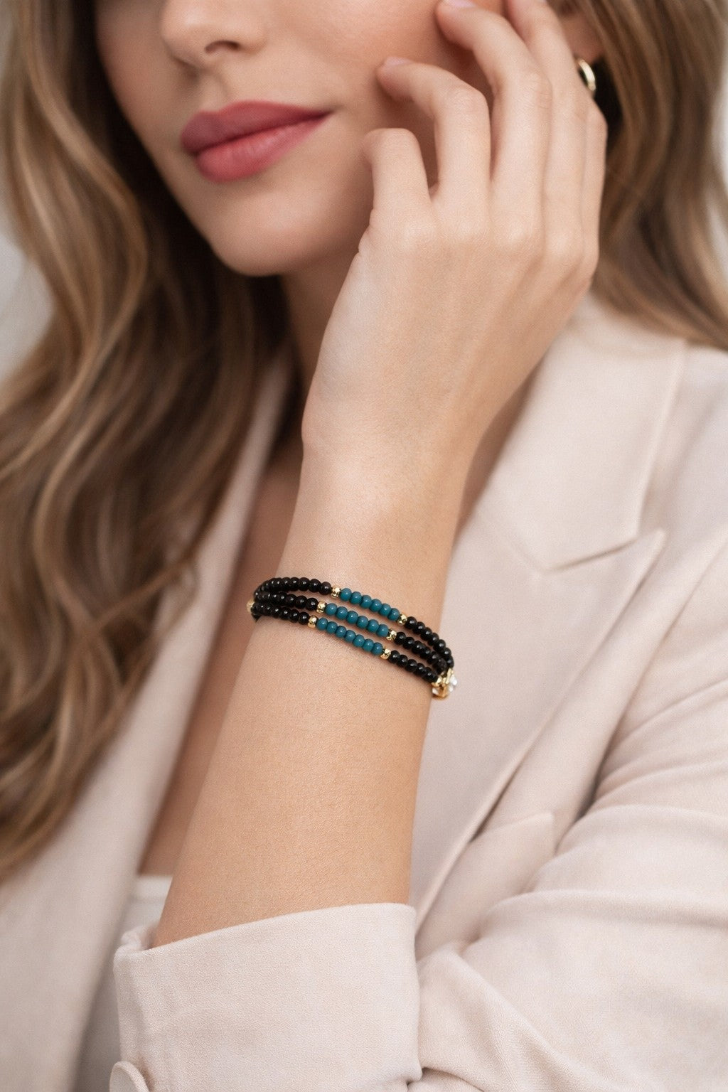 Pulsera Serena Negro & Turquesa.