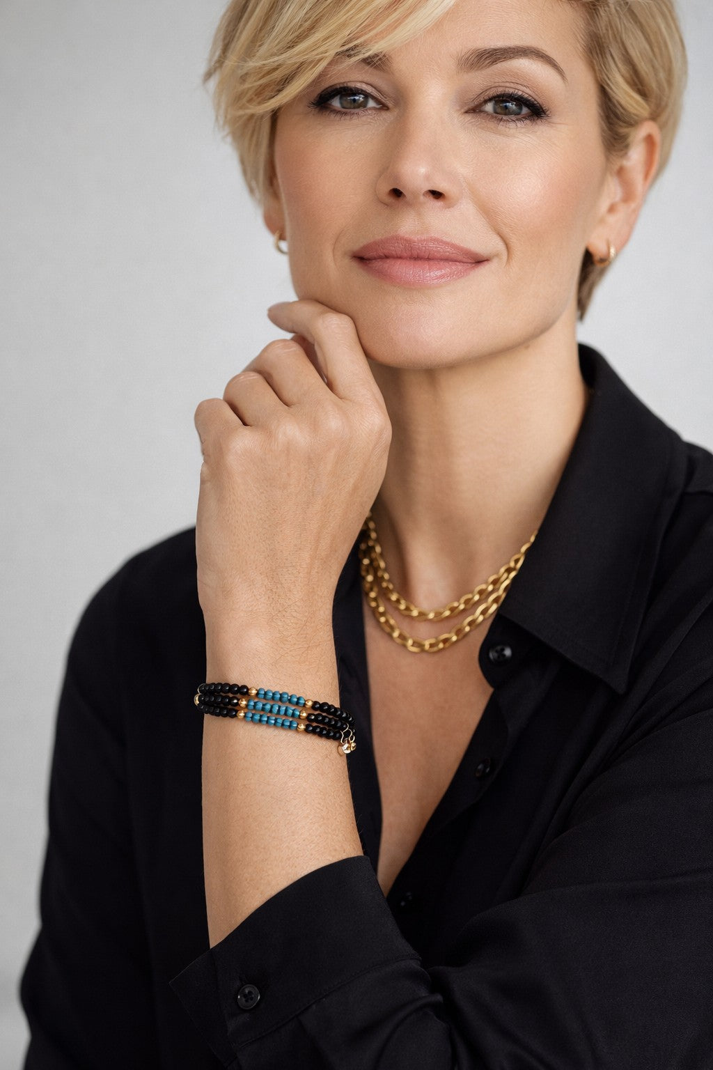 Pulsera Serena Negro & Turquesa.