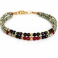 Pulsera doble de vidrio verde, rojo y negro.