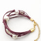 Pulsera de hilo de lino granate con perlas de agua dulce.