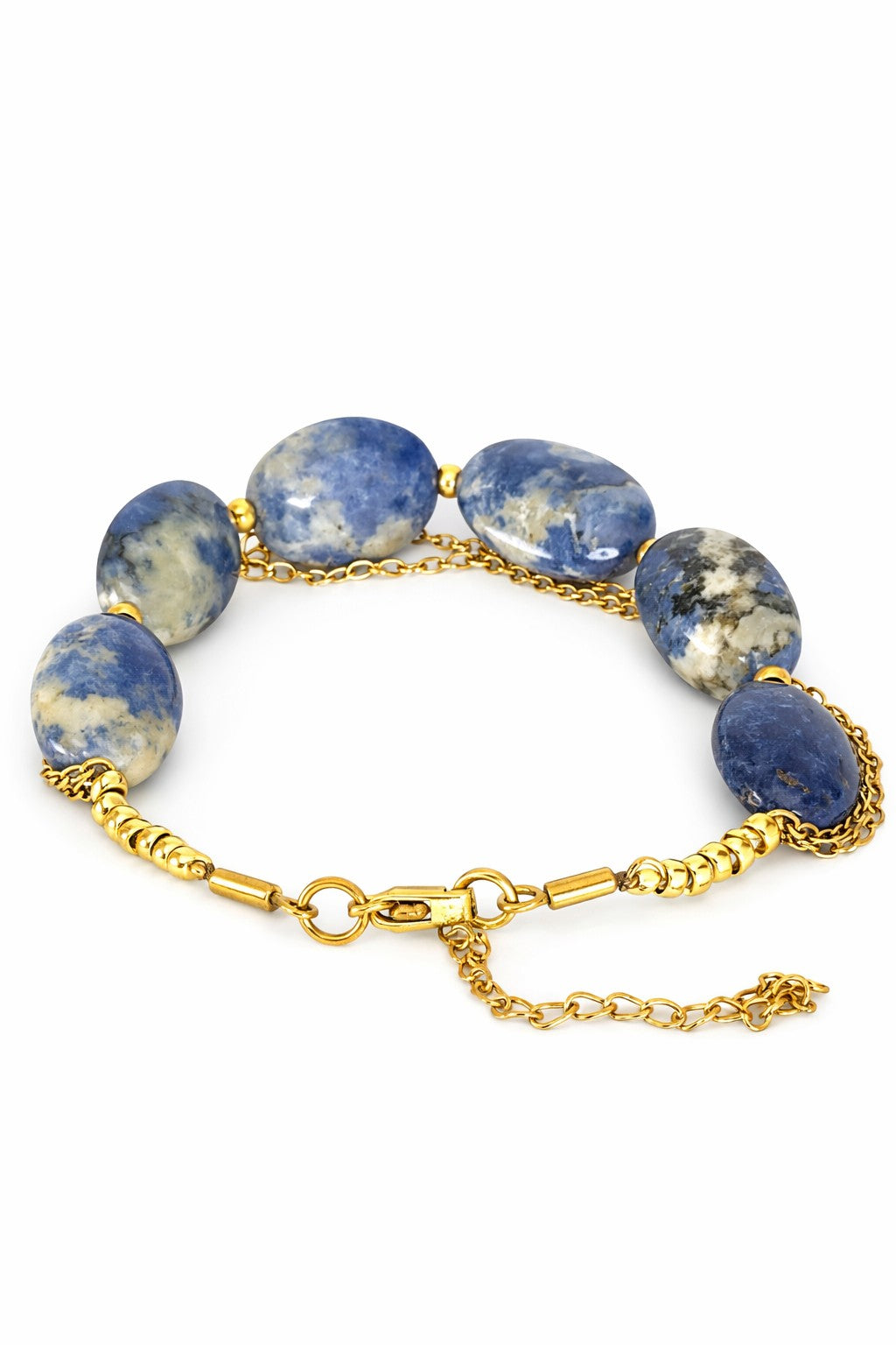 Pulsera de sodalitas azules.
