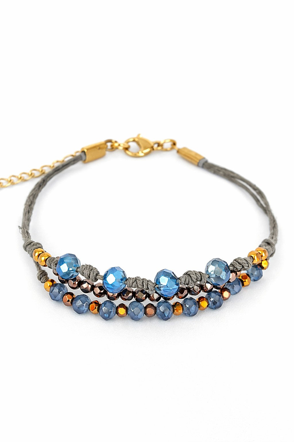 Pulsera azul y bronce.