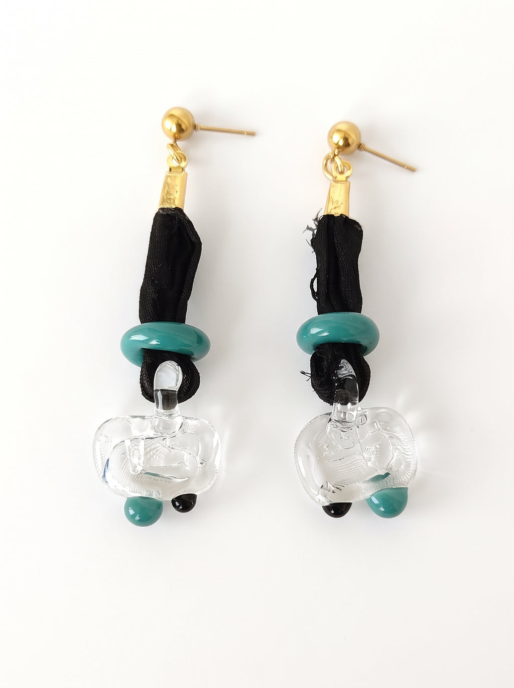 Pendientes vidrio y seda