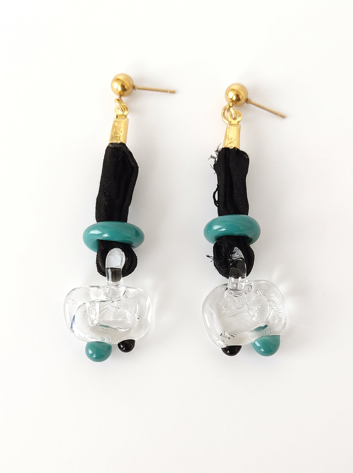 Pendientes vidrio y seda