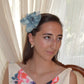 Diadema con flor azul para invitada. Tocado floral para boda, Flor de seda azul para madrina.