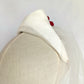 Tiara de novia con velo, Corona de novia blanca con velo y flores rojas, Tocado de novia con velo corto, Tocado de novia de seda blanca.
