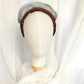 Elegante diadema marrón, diadema de terciopelo color leonado y negro para invitada, diadema de fiesta caramelo con velo, diadema marrón sencilla para cóctel.