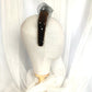 Elegante diadema marrón, diadema de terciopelo color leonado y negro para invitada, diadema de fiesta caramelo con velo, diadema marrón sencilla para cóctel.