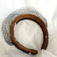 Elegante diadema marrón, diadema de terciopelo color leonado y negro para invitada, diadema de fiesta caramelo con velo, diadema marrón sencilla para cóctel.