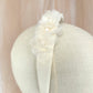 Diadema de encaje y flores blancas, tocado de novia marfil con flores y perlas, diadema elegante para niña, tocado de novia sencillo, diadema blanca para fiesta.