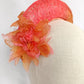 Tocado rosa y naranja para boda, diadema grande con flor naranja para invitada, tocado llamativo con flor para fiesta.