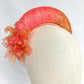 Tocado rosa y naranja para boda, diadema grande con flor naranja para invitada, tocado llamativo con flor para fiesta.