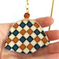 Pendientes largos elegantes para mujer – Joya llamativa azul y beige, regalo artesanal único para ella, accesorio rústico chic.