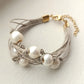 Pulsera de hilo de lino natural con perlas de agua dulce