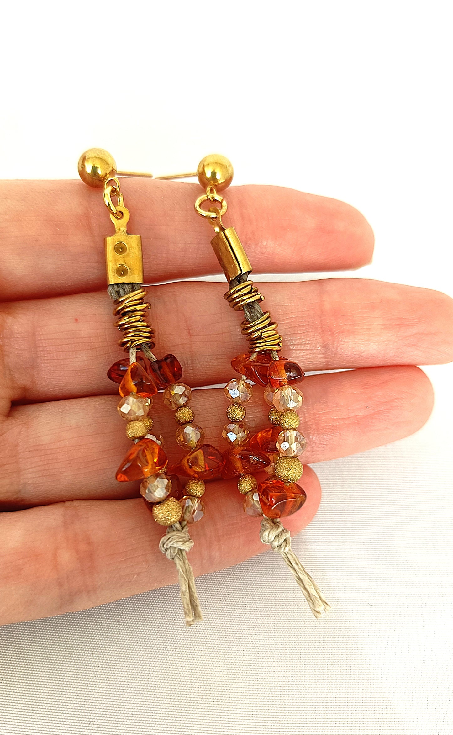 Pendientes de cristal y ambar.