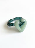 ANILLO DE VIDRIO DE CORAZÓN VERDE