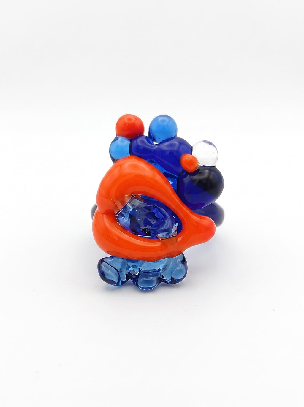 Anillo de vidrio de corazón naranja