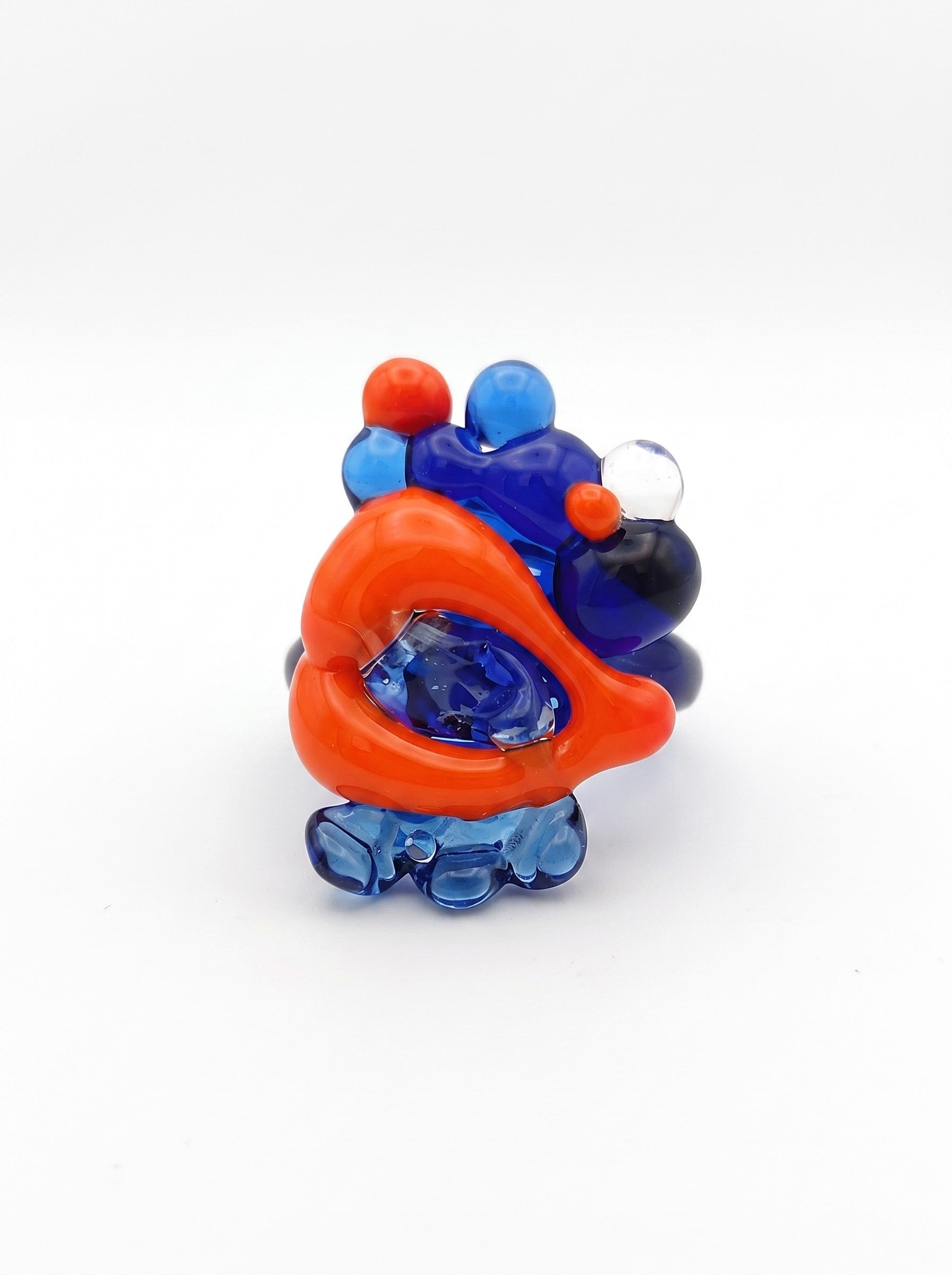 Anillo de vidrio de corazón naranja