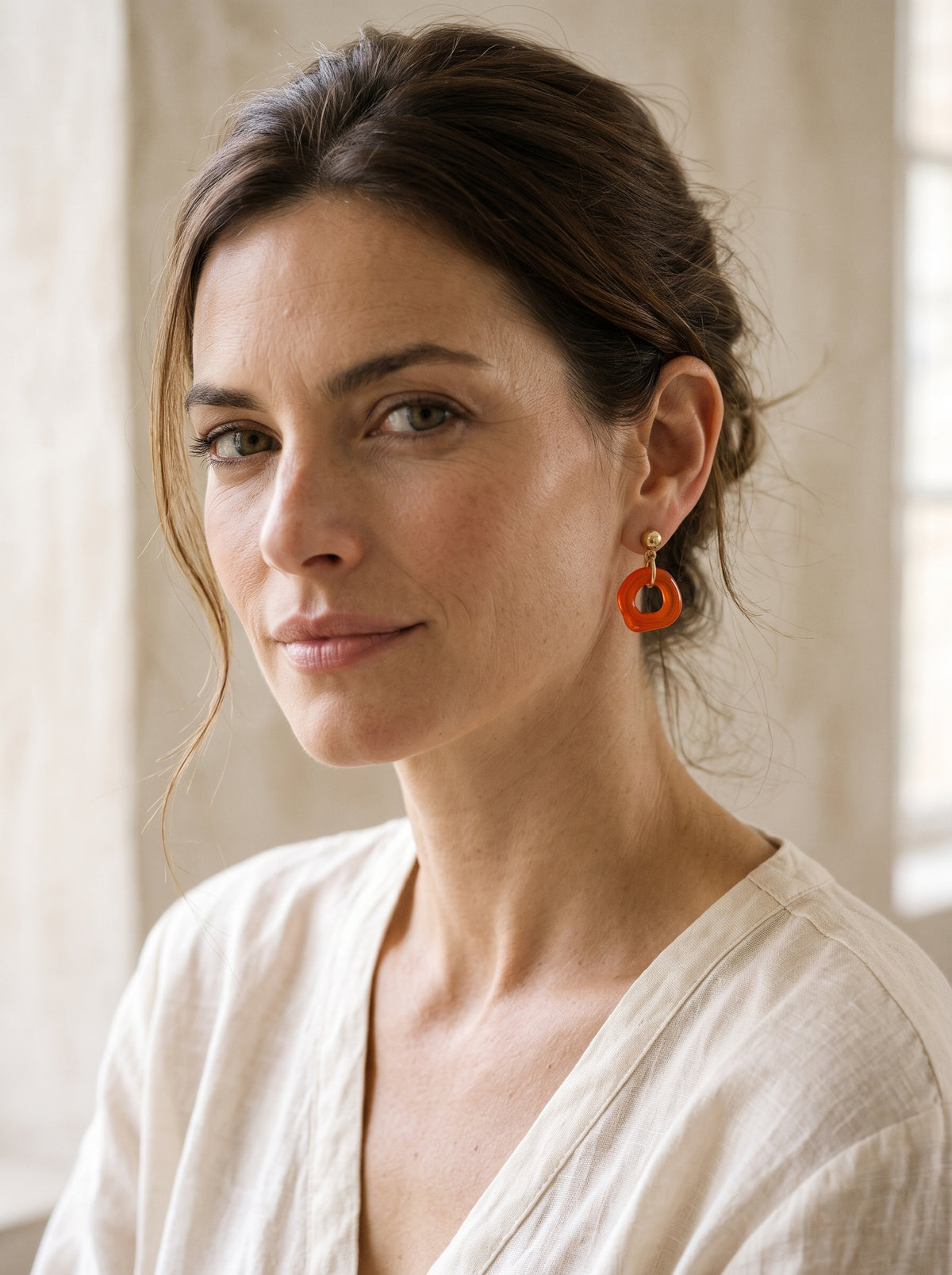 Pendientes de anilla naranja