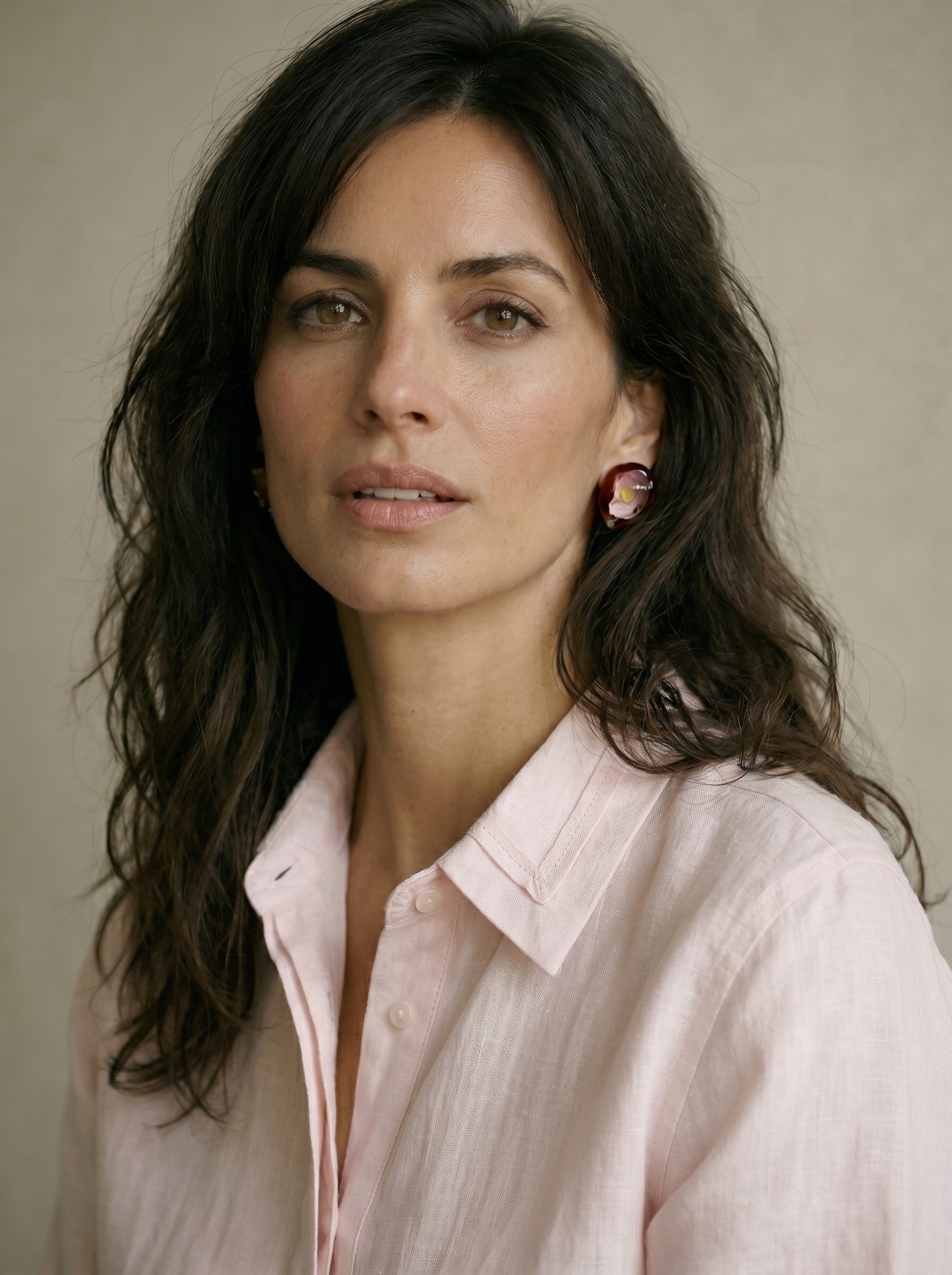 Pendientes de vidrio en rosa y granate