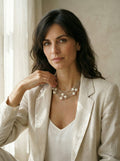 Collar de lino y perlas