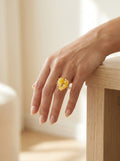 ANILLO DE VIDRIO DE CORAZÓN AMARILLO