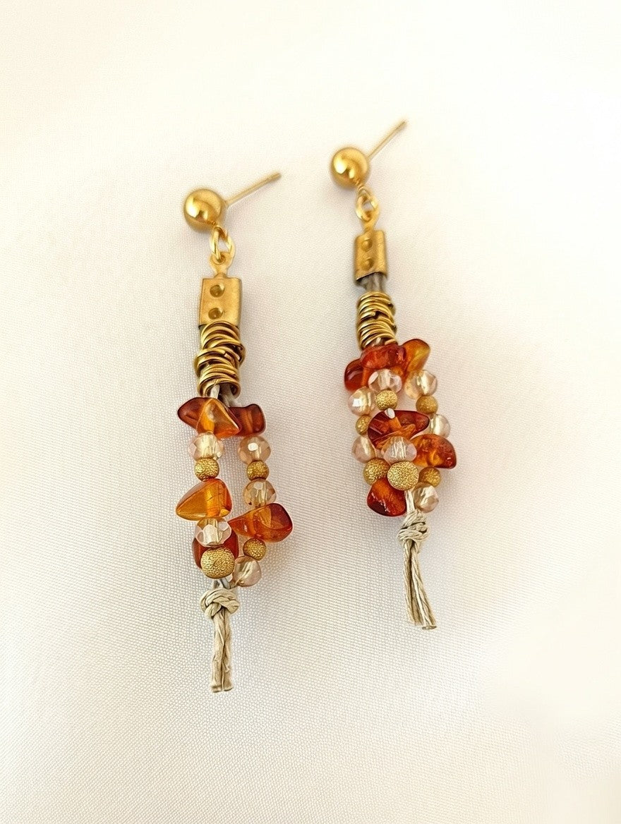 Pendientes de cristal y ambar.