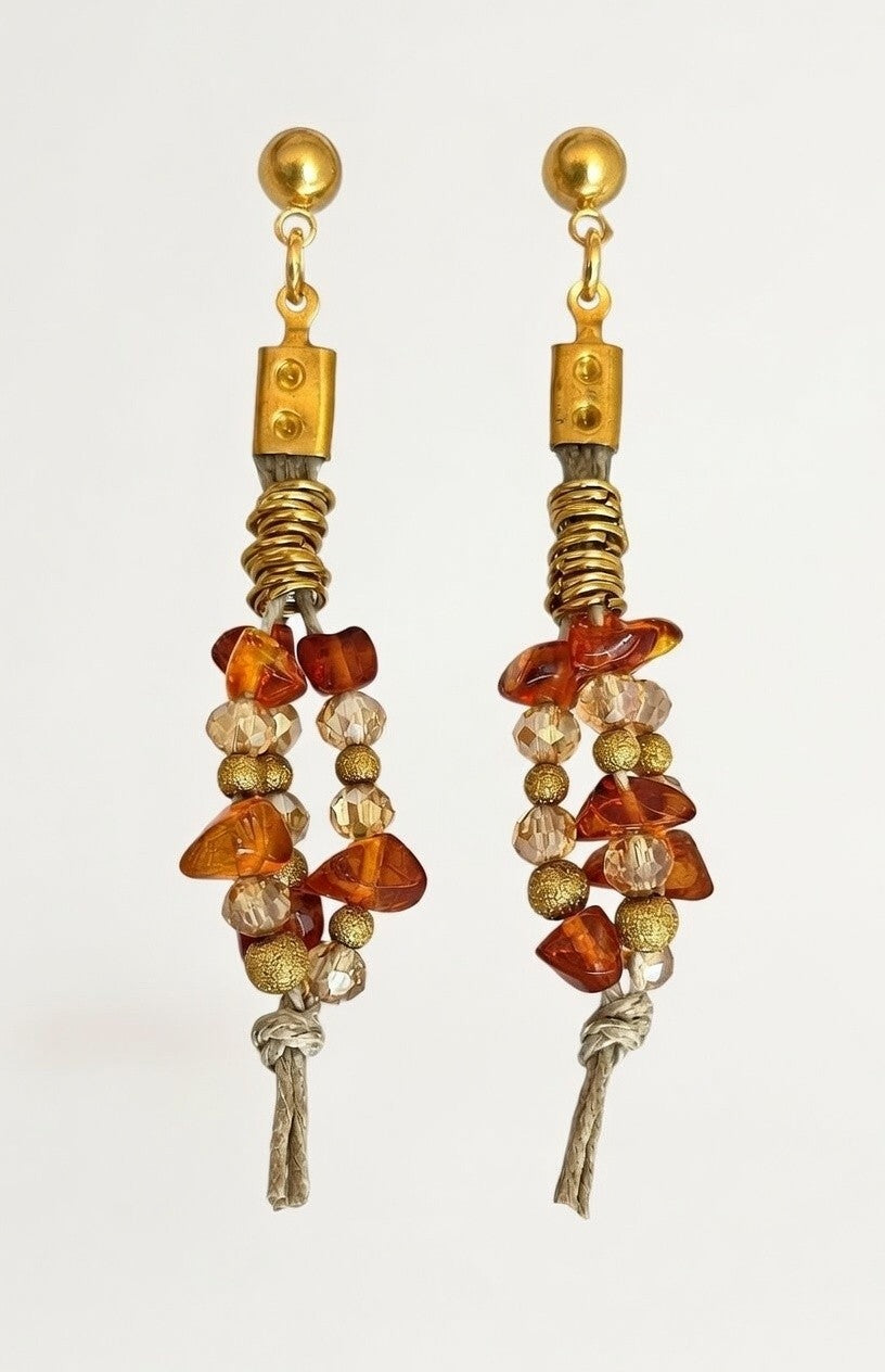 Pendientes de cristal y ambar.