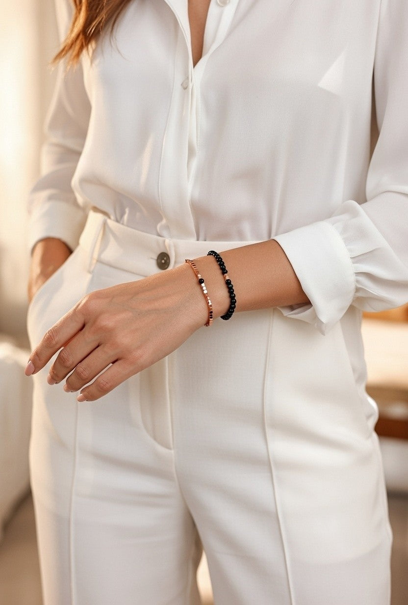 Pulsera doble de piedra natural.