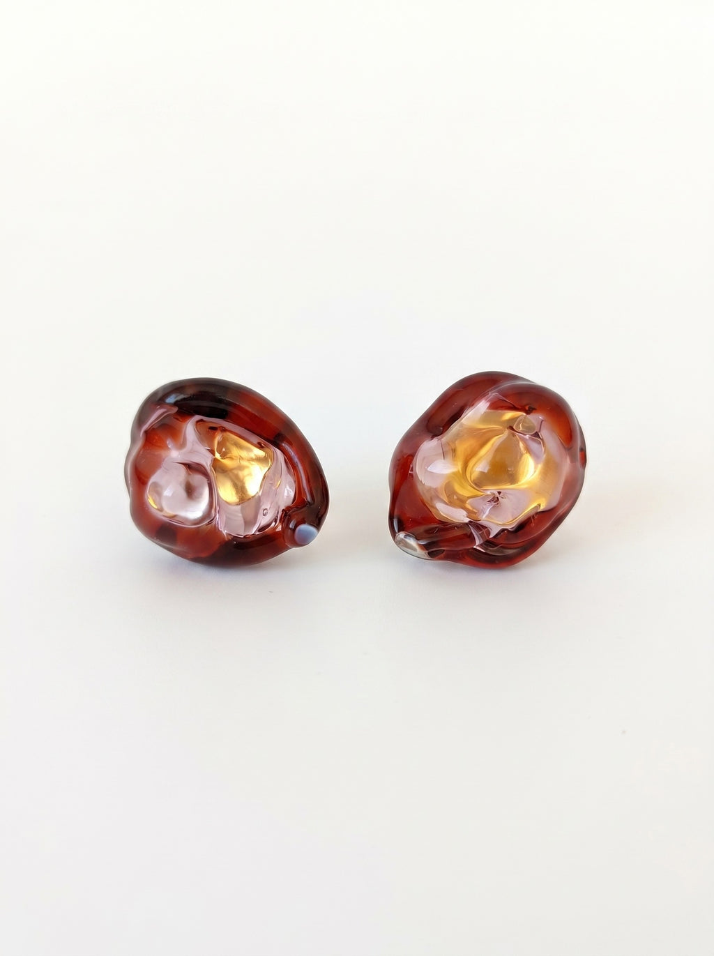 Pendientes de vidrio en rosa y granate