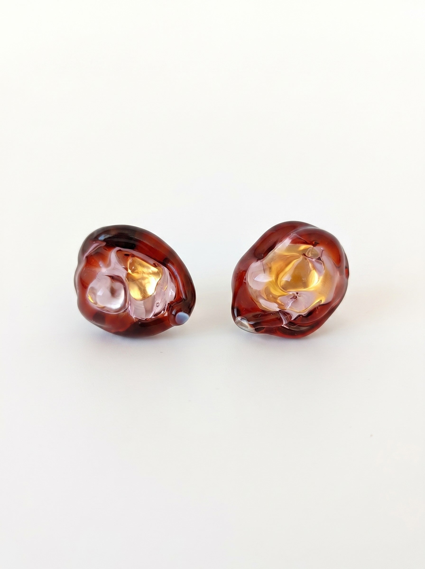 Pendientes de vidrio en rosa y granate