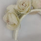 Tocado de novia en seda marfil y rosa – Diadema floral romántica hecha a mano.