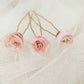 Pink roses bow hairpins.