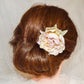 Flor de seda para el pelo, flor peonia blanca y rosa para invitada, flor de tela para peinado de novia.
