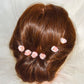 Pink roses bow hairpins.
