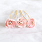 Pink roses bow hairpins.