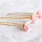 Pink roses bow hairpins.