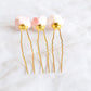 Pink roses bow hairpins.