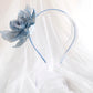 Diadema con flor azul para invitada. Tocado floral para boda, Flor de seda azul para madrina.