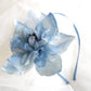 Diadema con flor azul para invitada. Tocado floral para boda, Flor de seda azul para madrina.